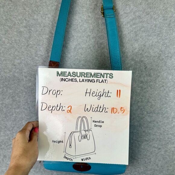 Fossil Morgan Crossbody Handbag Leather Purse Messenger Bag Turquoise Blue‎ - Picture 9 of 14